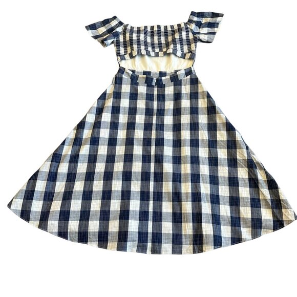 Adelyn Rae Off-Shoulder Gingham Plaid Dress Cutout Back A-Line Size Medium NWT - Picture 7 of 12